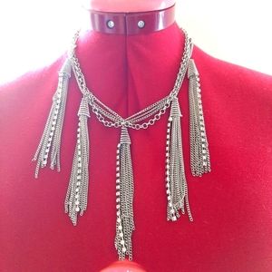 Stylish Silver Tassel Necklace